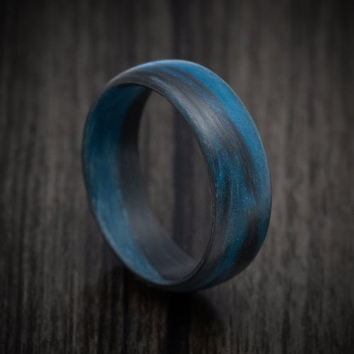 Echelon XIV - Carbon Fiber Men's Wedding Ring with Blue Glow Marbled Design - Nura Lab