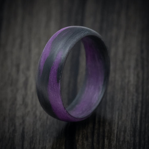 Orion XIV - Carbon Fiber Men's Wedding Ring with Purple Glow Marbled Design - view 4 - Nura Lab