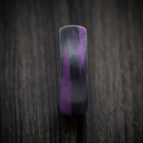 Orion XIV - Carbon Fiber Men's Wedding Ring with Purple Glow Marbled Design - view 3 - Nura Lab