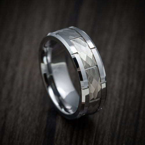 Forge XVI - Tungsten Men's Wedding Ring with Hammered Inlay - Nura Lab