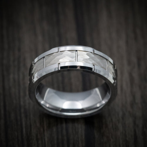 Forge XVI - Tungsten Men's Wedding Ring with Hammered Inlay - view 2 - Nura Lab