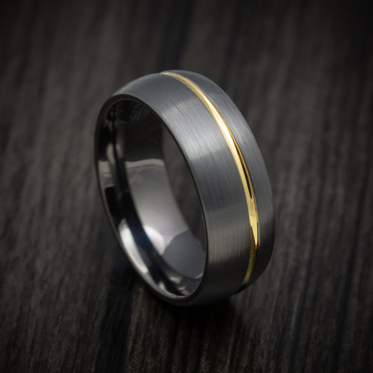 Cedar XV - Tungsten Men's Wedding Ring with Golden Inlay - Nura Lab