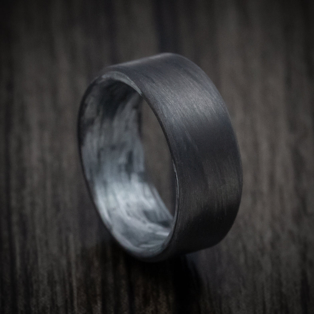 Crown XIV - Carbon Fiber Men's Wedding Ring with Silver Texalium Sleeve - Nura Lab