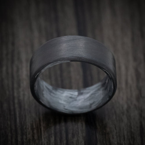 Crown XIV - Carbon Fiber Men's Wedding Ring with Silver Texalium Sleeve - view 2 - Nura Lab