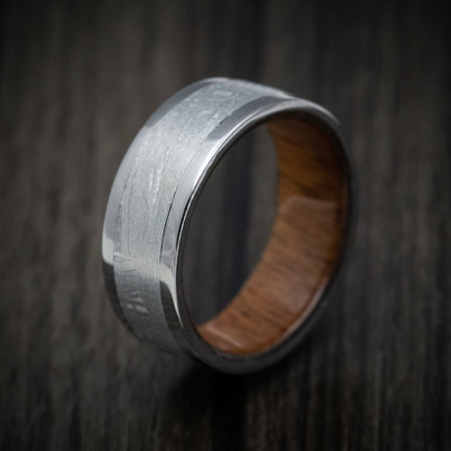 Crest XII - Tantalum and Gibeon Meteorite Men's Wedding Ring with Wood Sleeve - view 4 - Nura Lab