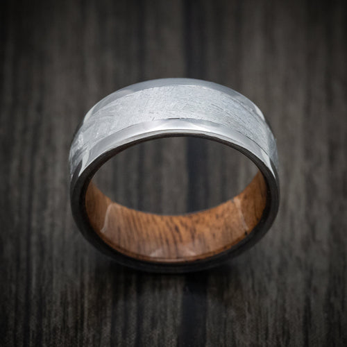 Crest XII - Tantalum and Gibeon Meteorite Men's Wedding Ring with Wood Sleeve - view 2 - Nura Lab