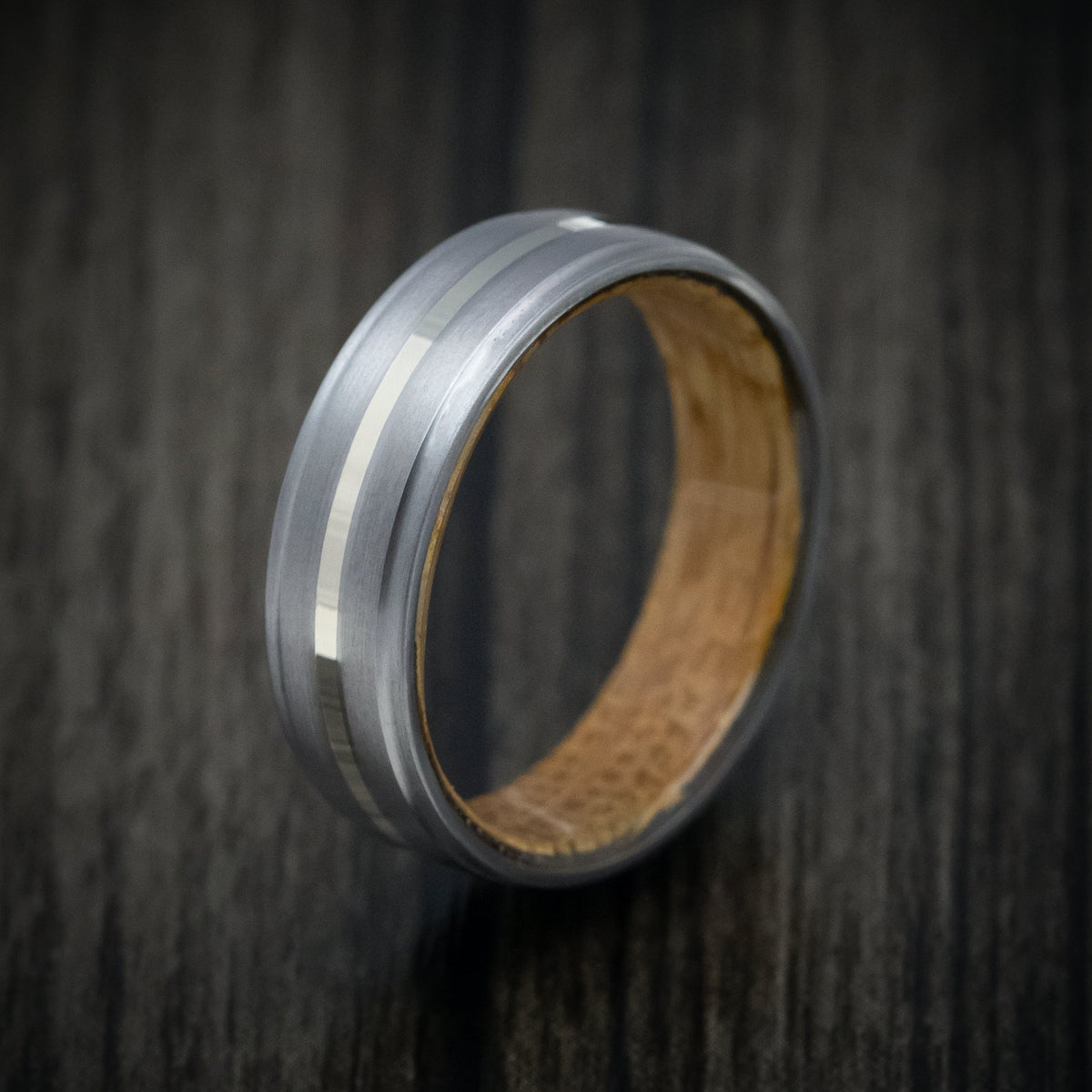 Sentinel XIII - Tantalum and Gold Men's Wedding Ring with Wood Sleeve Band - view 3 - Nura Lab