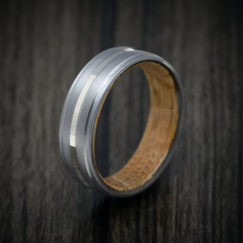 Sentinel XIII - Tantalum and Gold Men's Wedding Ring with Wood Sleeve Band - view 3 - Nura Lab