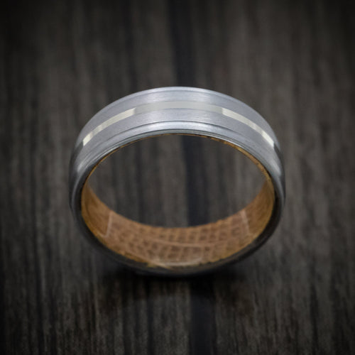 Sentinel XIII - Tantalum and Gold Men's Wedding Ring with Wood Sleeve Band - view 2 - Nura Lab