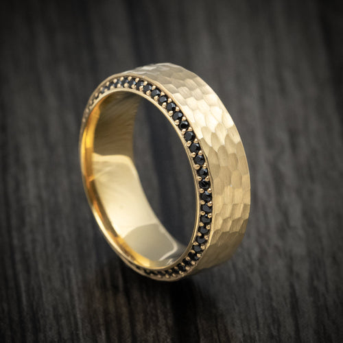 Legacy XVII - Yellow Gold and Eternity Black Diamond Men's Wedding Ring - Nura Lab