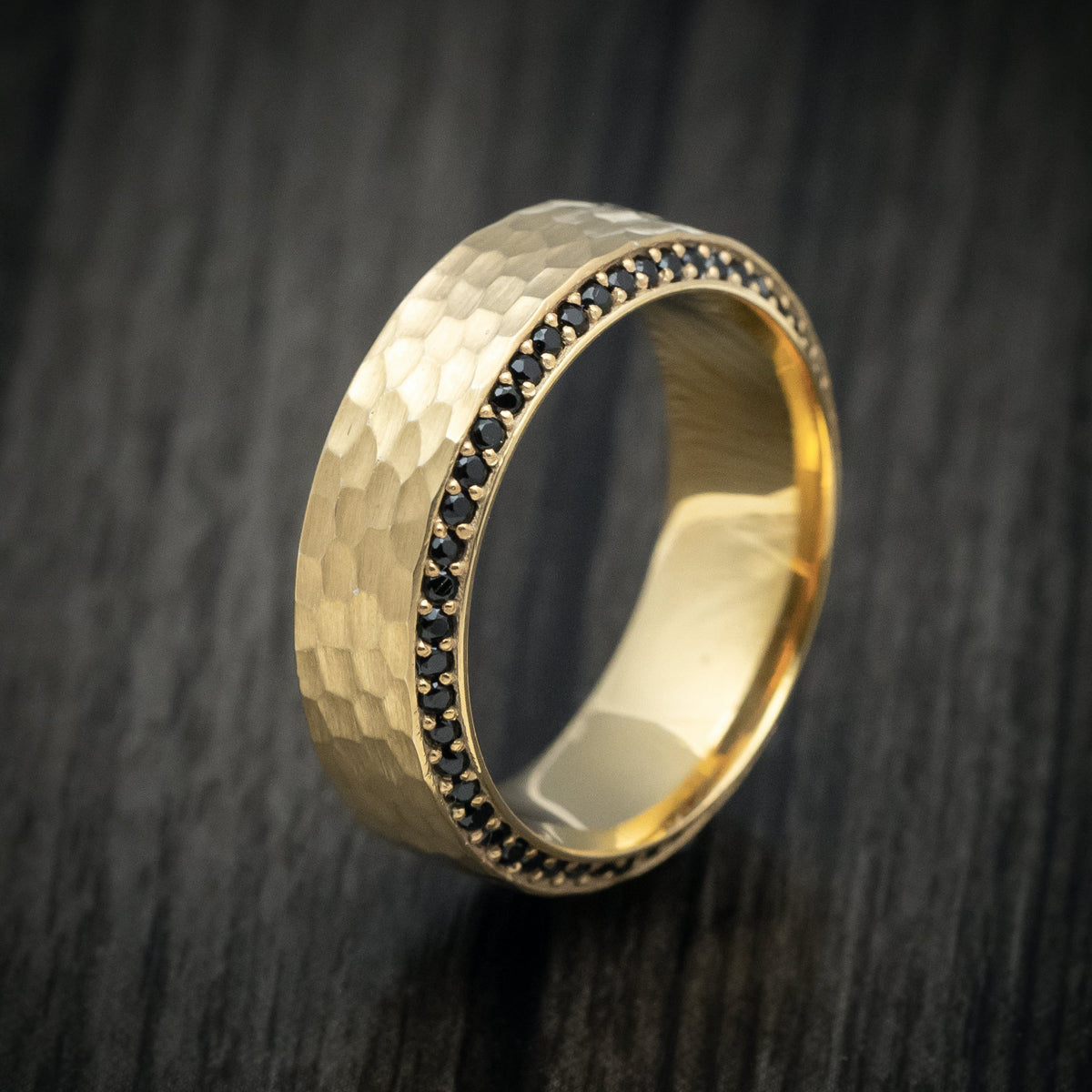 Legacy XVII - Yellow Gold and Eternity Black Diamond Men's Wedding Ring - view 4 - Nura Lab