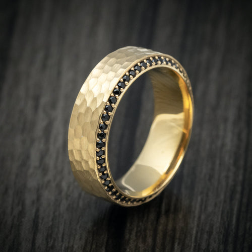 Legacy XVII - Yellow Gold and Eternity Black Diamond Men's Wedding Ring - view 4 - Nura Lab