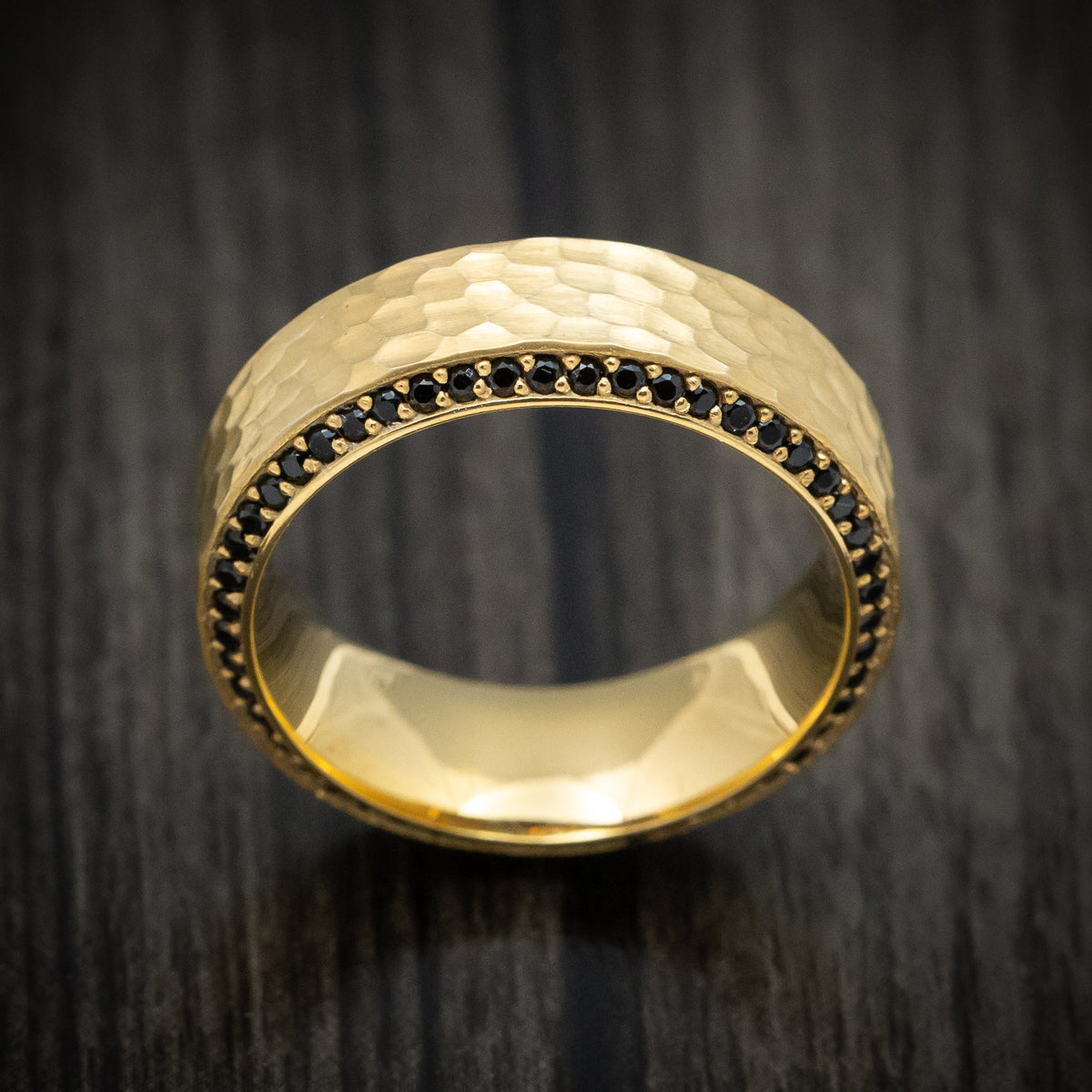 Legacy XVII - Yellow Gold and Eternity Black Diamond Men's Wedding Ring - view 2 - Nura Lab
