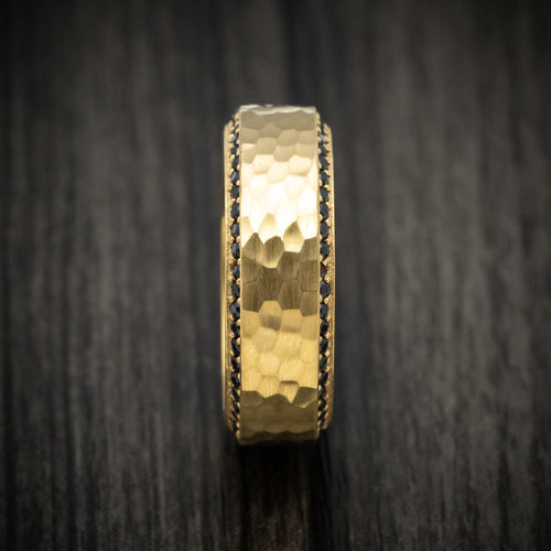Legacy XVII - Yellow Gold and Eternity Black Diamond Men's Wedding Ring - view 3 - Nura Lab