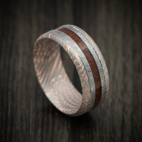 Citadel XVI - Superconductor Men's Wedding Ring with Gibeon Meteorite and Dinosaur Bone Inlays Band - Nura Lab