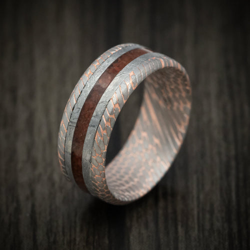 Citadel XVI - Superconductor Men's Wedding Ring with Gibeon Meteorite and Dinosaur Bone Inlays Band - view 3 - Nura Lab