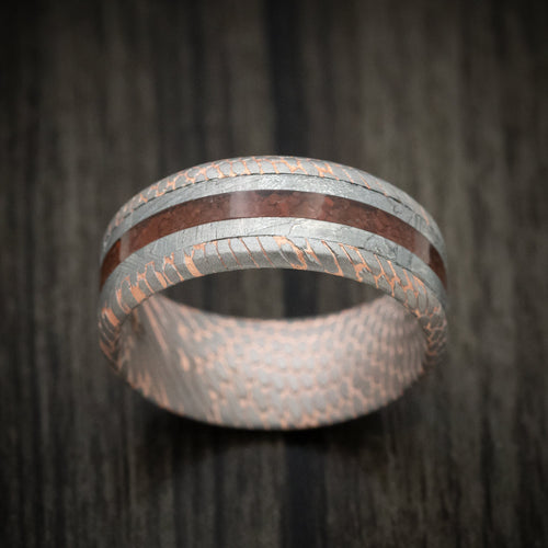 Citadel XVI - Superconductor Men's Wedding Ring with Gibeon Meteorite and Dinosaur Bone Inlays Band - view 2 - Nura Lab