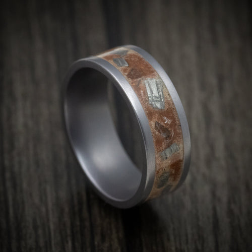 Valor XIV - Tantalum Men's Wedding Ring with Red Sand and Meteorite Flake Inlay - Nura Lab