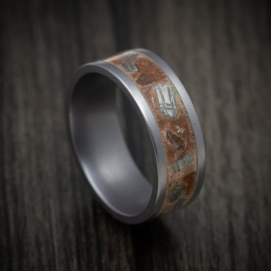 Valor XIV - Tantalum Men's Wedding Ring with Red Sand and Meteorite Flake Inlay - Nura Lab