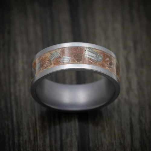 Valor XIV - Tantalum Men's Wedding Ring with Red Sand and Meteorite Flake Inlay - view 2 - Nura Lab