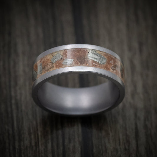 Valor XIV - Tantalum Men's Wedding Ring with Red Sand and Meteorite Flake Inlay - view 2 - Nura Lab