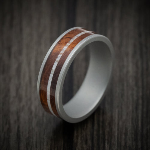 Spartan XIII - Cobalt Chrome Men's Wedding Ring with Wood and Antler Inlays - view 3 - Nura Lab
