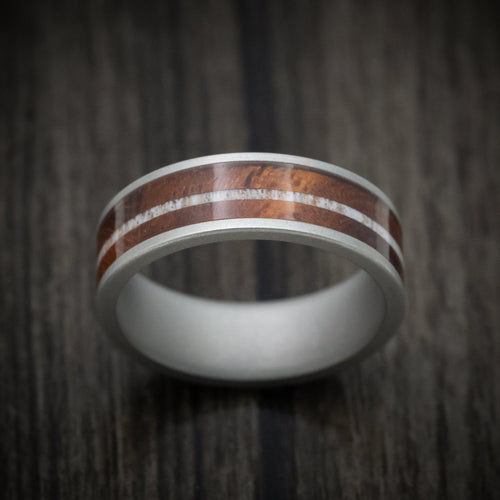 Spartan XIII - Cobalt Chrome Men's Wedding Ring with Wood and Antler Inlays - view 2 - Nura Lab