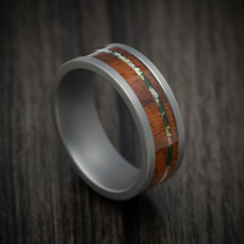Augustus XIII - Tantalum Men's Wedding Ring with Wood and Sand Moss Inlays - Nura Lab