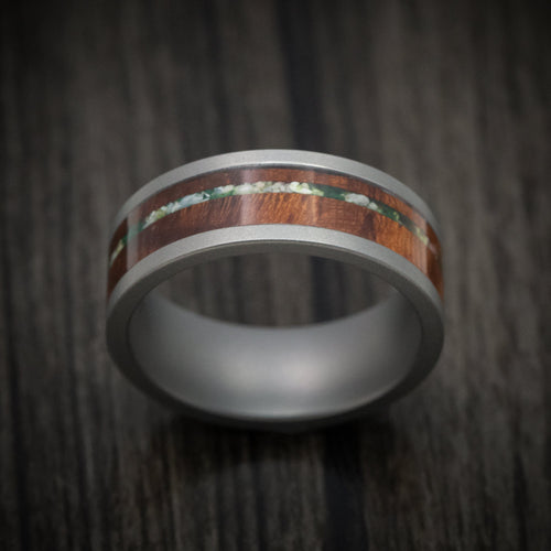 Augustus XIII - Tantalum Men's Wedding Ring with Wood and Sand Moss Inlays - view 2 - Nura Lab
