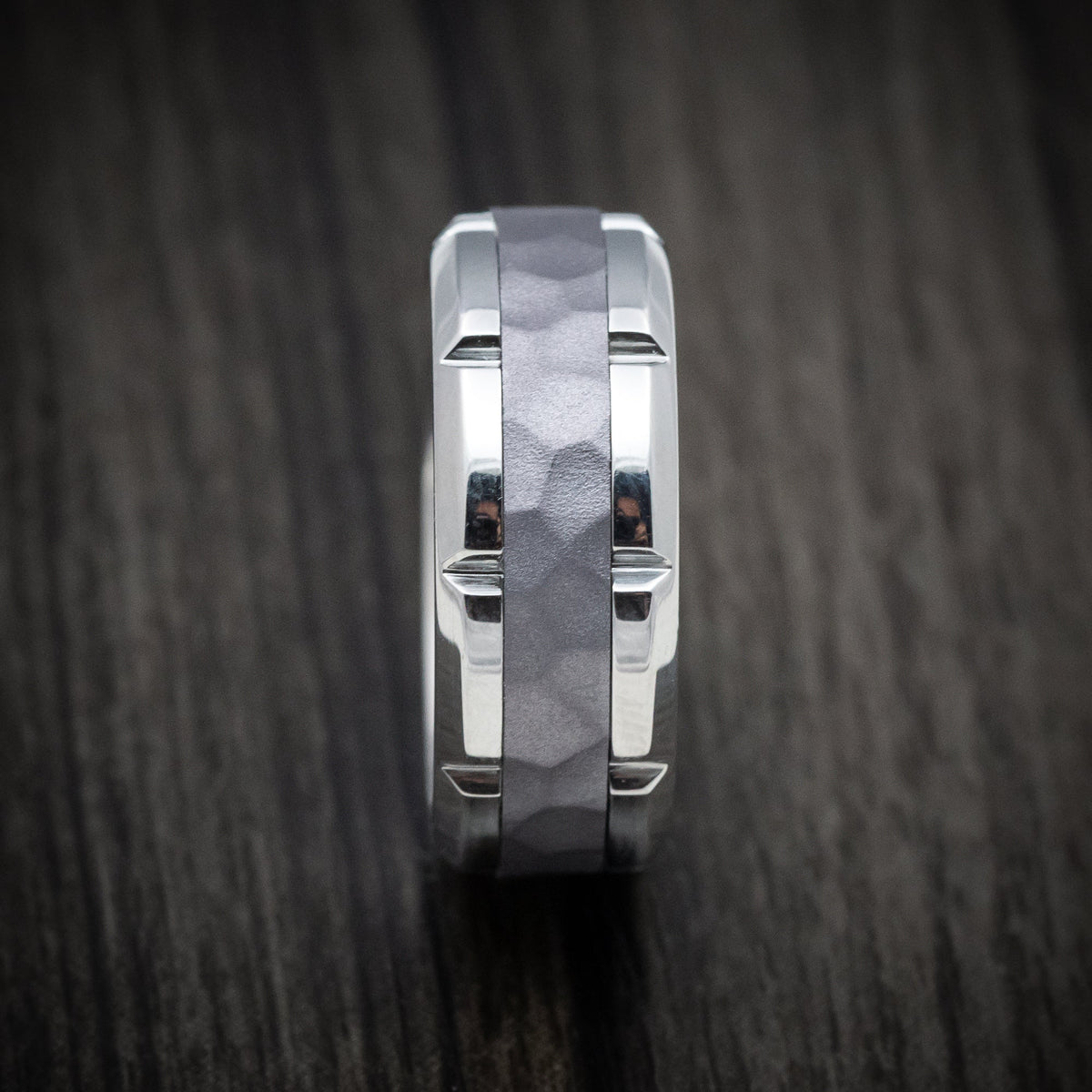 Alpine XIV - White Gold and Tantalum Men's Wedding Ring - view 3 - Nura Lab