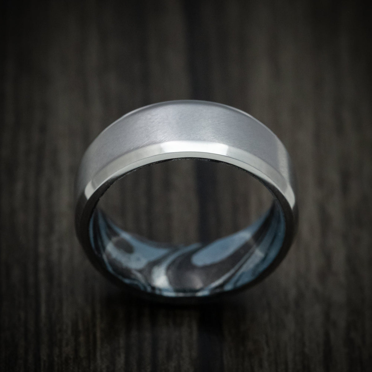 Hunter XIII - Tantalum and SpectraMokume Sleeve Wedding Ring - view 2 - Nura Lab