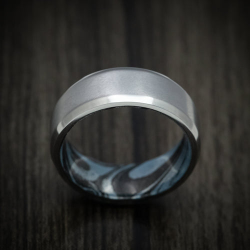 Hunter XIII - Tantalum and SpectraMokume Sleeve Wedding Ring - view 2 - Nura Lab