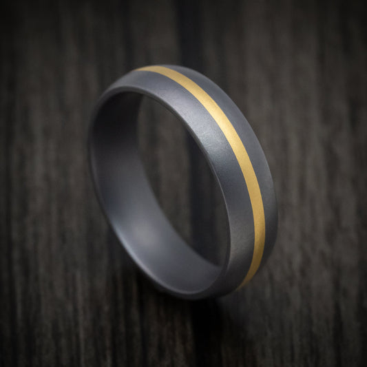 Overlander XIII - Tantalum Men's Wedding Ring with 22K Yellow Gold Inlay - Nura Lab