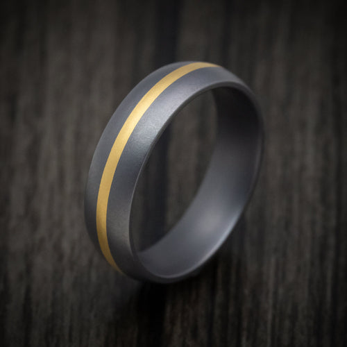 Overlander XIII - Tantalum Men's Wedding Ring with 22K Yellow Gold Inlay - view 3 - Nura Lab