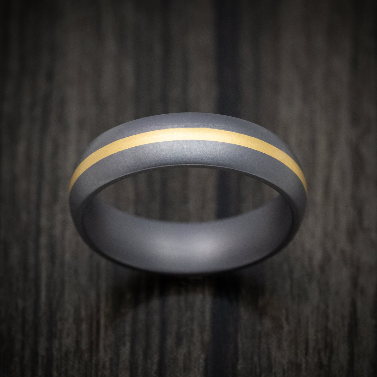 Overlander XIII - Tantalum Men's Wedding Ring with 22K Yellow Gold Inlay - view 2 - Nura Lab