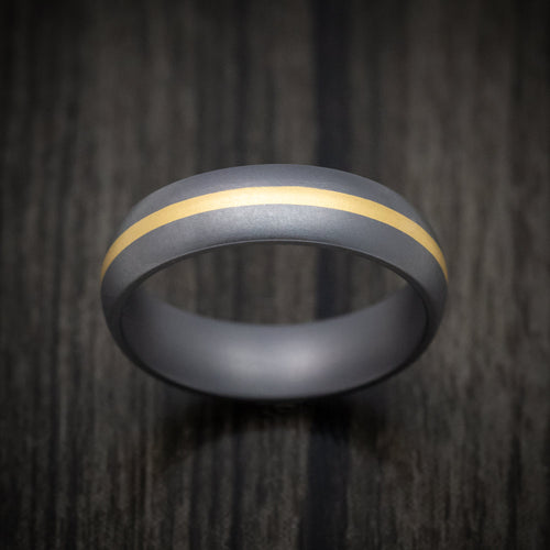 Overlander XIII - Tantalum Men's Wedding Ring with 22K Yellow Gold Inlay - view 2 - Nura Lab