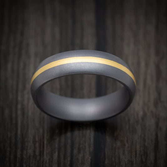 Overlander XIII - Tantalum Men's Wedding Ring with 22K Yellow Gold Inlay - view 2 - Nura Lab