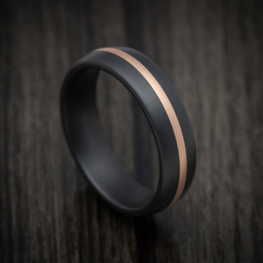 Horizon XVII - Black Ceramic Men's Wedding Ring with 14K Rose Gold Inlay - Nura Lab