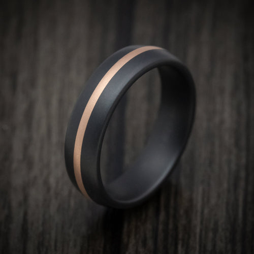Horizon XVII - Black Ceramic Men's Wedding Ring with 14K Rose Gold Inlay - view 3 - Nura Lab