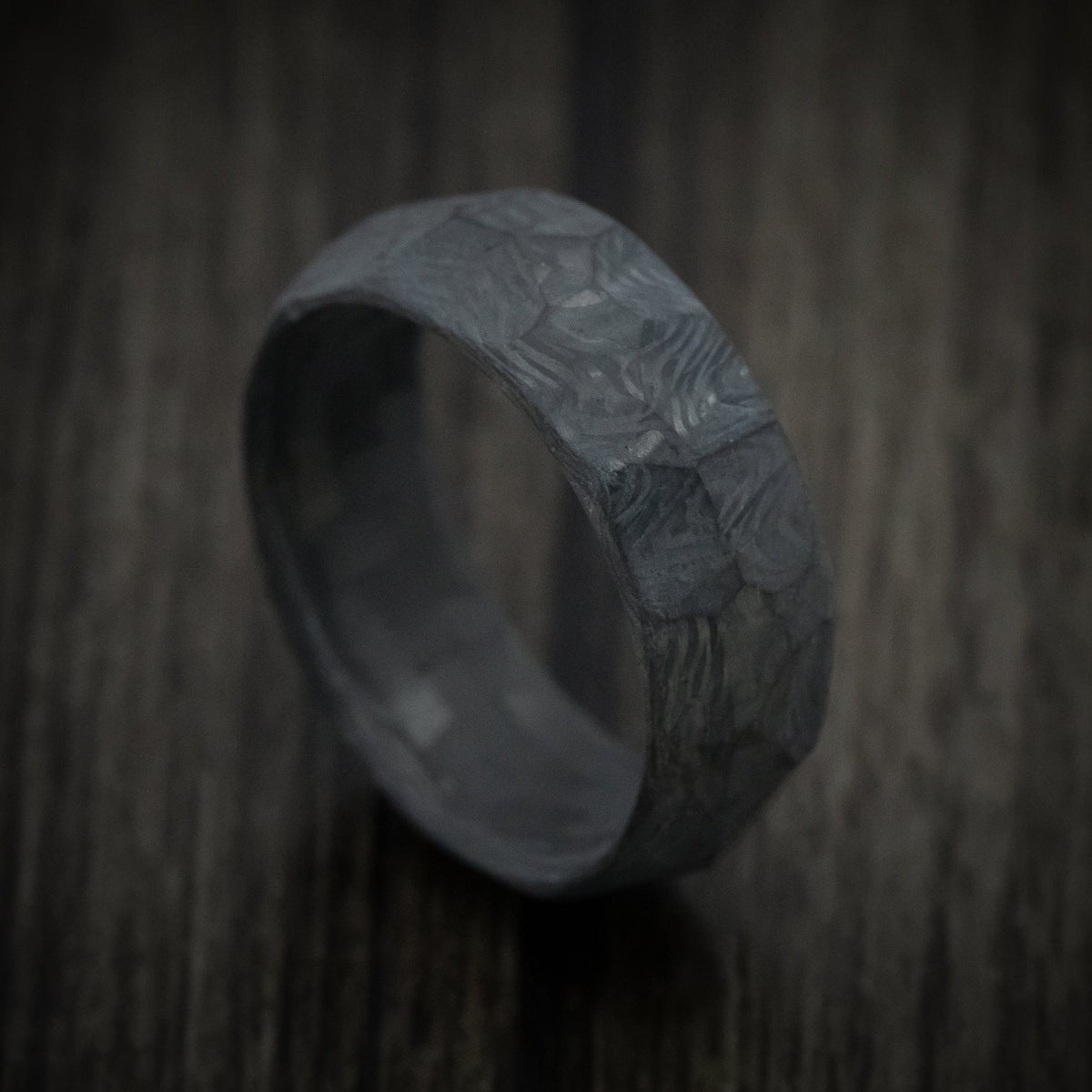 Oak XIV - Faceted Carbon Fiber Men's Wedding Ring Band - Nura Lab