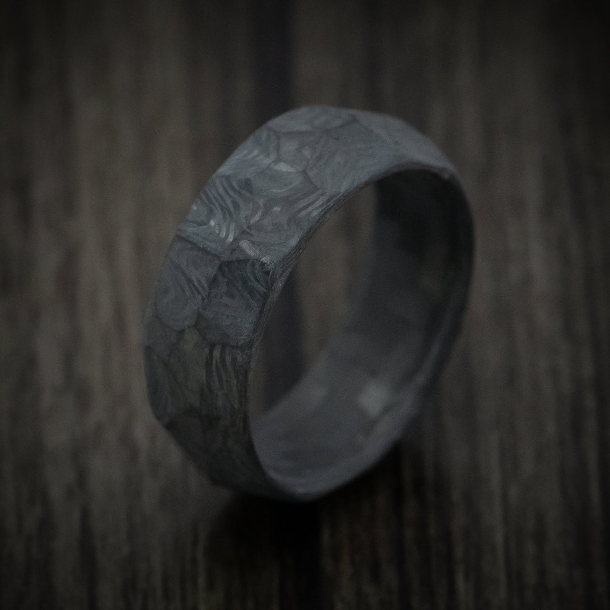 Oak XIV - Faceted Carbon Fiber Men's Wedding Ring Band - view 3 - Nura Lab