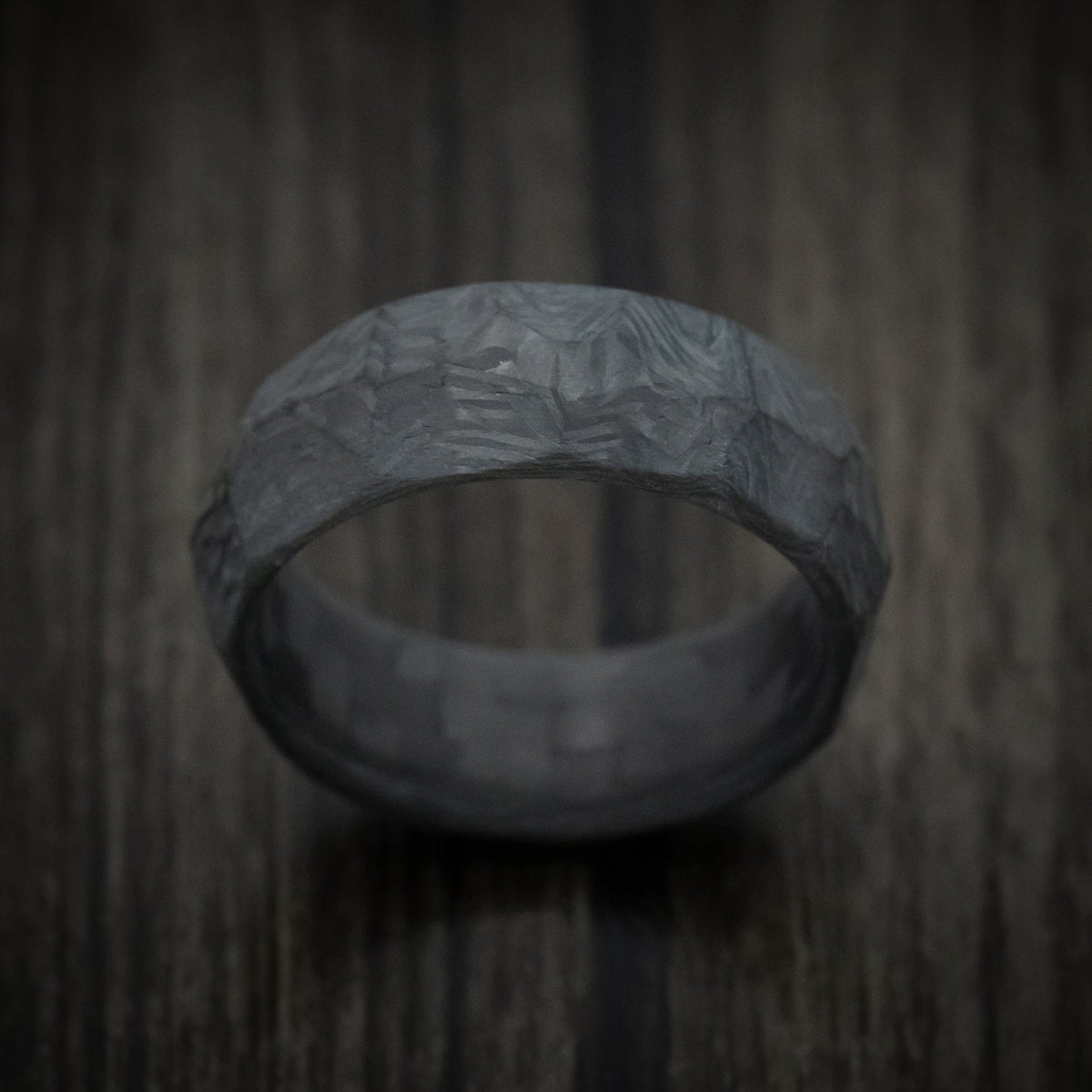 Oak XIV - Faceted Carbon Fiber Men's Wedding Ring Band - view 2 - Nura Lab
