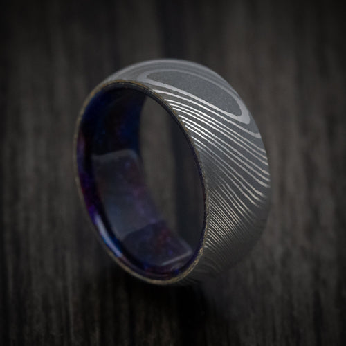 Solstice X - Damascus Steel and DiamondCast Sleeve Men's Wedding Ring - Nura Lab