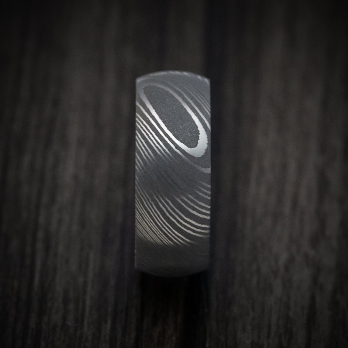 Solstice X - Damascus Steel and DiamondCast Sleeve Men's Wedding Ring - view 4 - Nura Lab