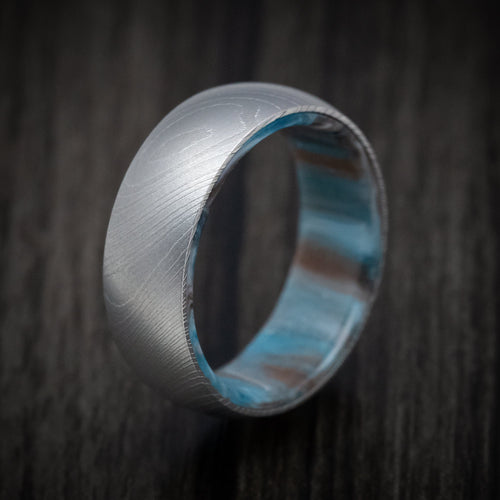 Canyon XI - Damascus Steel and DiamondCast Sleeve Men's Wedding Ring - view 5 - Nura Lab