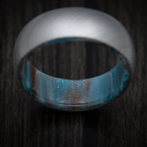 Canyon XI - Damascus Steel and DiamondCast Sleeve Men's Wedding Ring - view 3 - Nura Lab