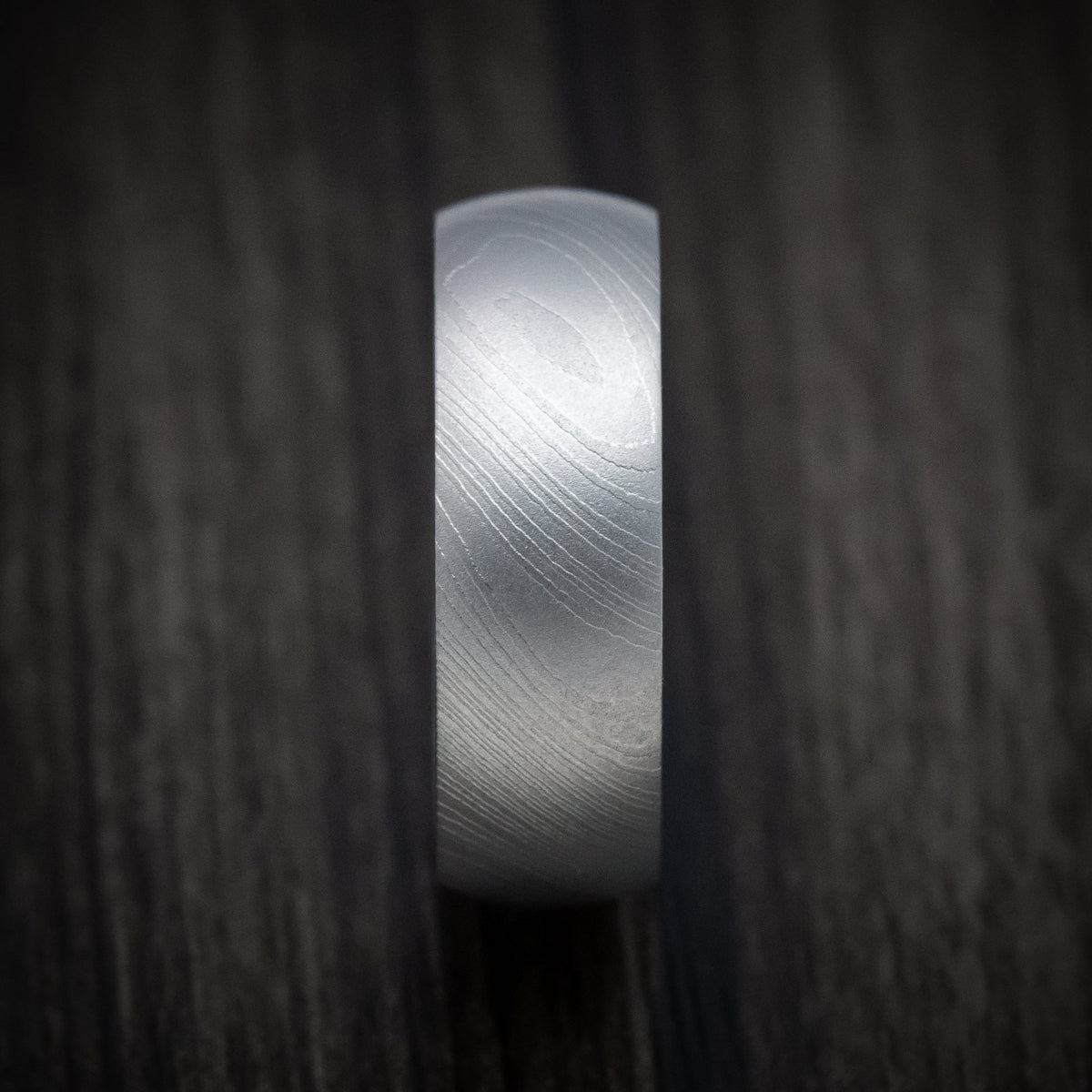 Canyon XI - Damascus Steel and DiamondCast Sleeve Men's Wedding Ring - view 4 - Nura Lab
