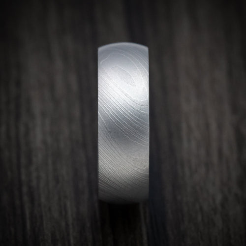 Canyon XI - Damascus Steel and DiamondCast Sleeve Men's Wedding Ring - view 4 - Nura Lab