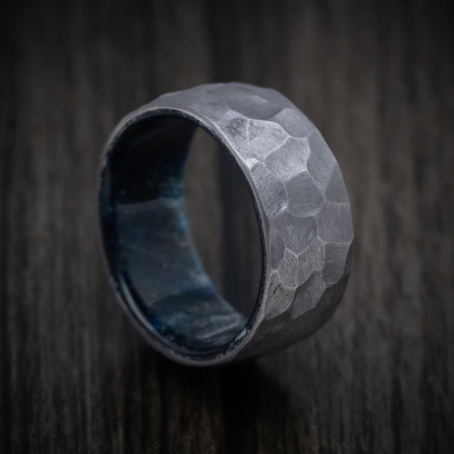 Leonidas XIII - Tantalum and DiamondCast Sleeve Hammered Men's Wedding Ring - Nura Lab