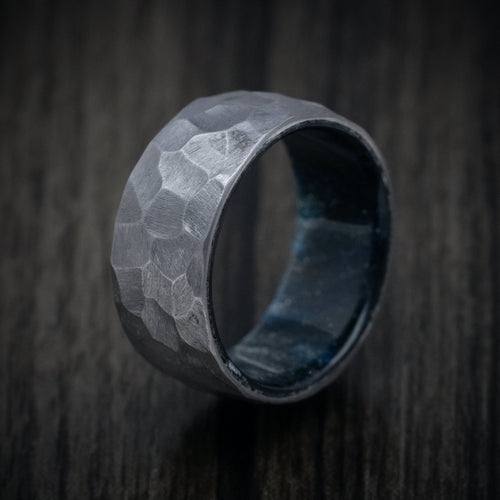 Leonidas XIII - Tantalum and DiamondCast Sleeve Hammered Men's Wedding Ring - view 4 - Nura Lab